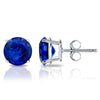 Sapphire Created Austrian Crystal 6mm Stud Earring 14K White Gold Plated - 1.00 CT