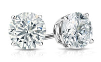 White Topaz Austrian Crystal 6mm Stud Earring 14K White Gold Plated - 1.00 CT