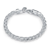 Popcorn Mesh Bracelet in 18K White Gold Plated 7.5"