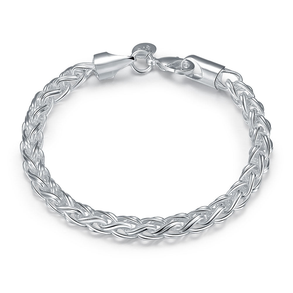 Popcorn Mesh Bracelet in 18K White Gold Plated 7.5"