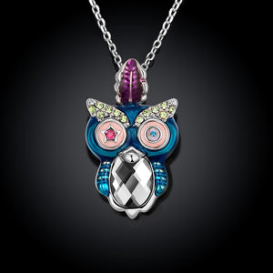 Austrian Elements Owl Pendant Necklace