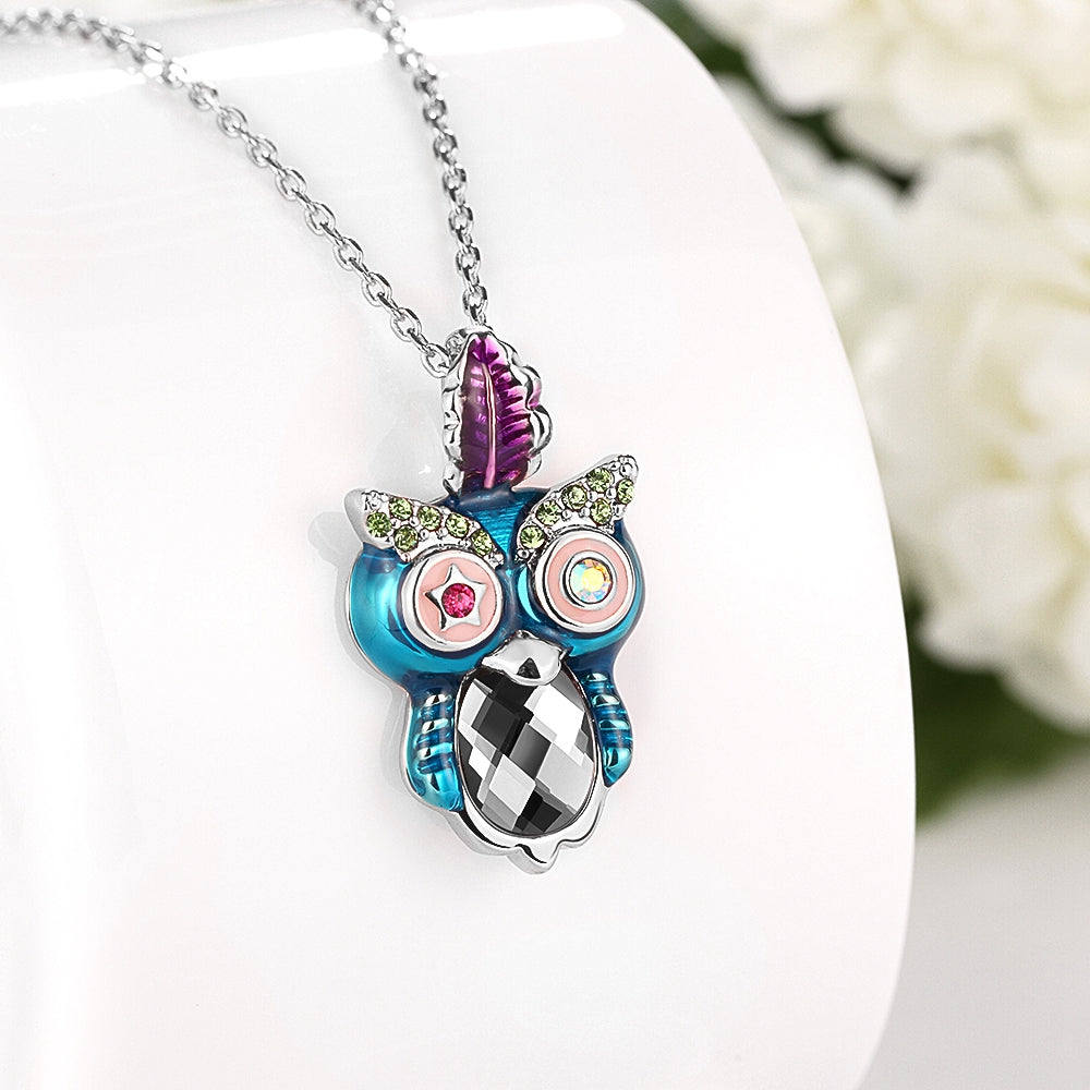 Swarovski Elements Owl Pendant Necklace