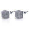 Pave Square Stud Earring Embellished with Swarovski Crystals in 18K White Gold Plated