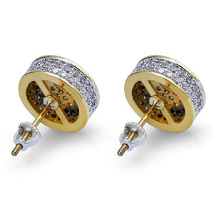 Pave Disc Stud Earring Embellished with Austrian Crystals in 18K Gold Plated