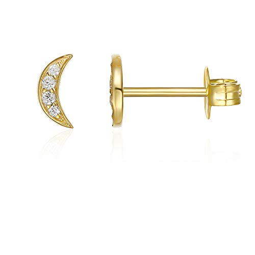 6mm Pave Cresent Stud Earring with Swarovski Crystals - 14K Gold Plated, Earring, Golden NYC Jewelry, Golden NYC Jewelry  jewelryjewelry deals, swarovski crystal jewelry, groupon jewelry,, jewelry for mom,