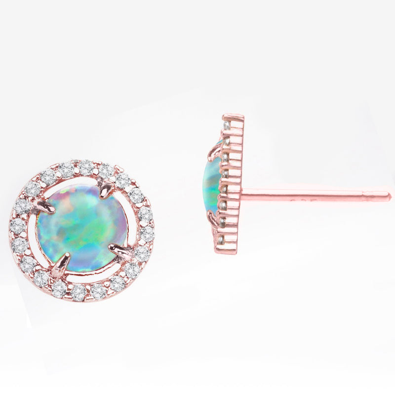 2.50 Ct Opal Created Round Halo Stud Earringin 18K Rose Gold Plated, Earring, Golden NYC Jewelry, Golden NYC Jewelry  jewelryjewelry deals, swarovski crystal jewelry, groupon jewelry,, jewelry for mom,