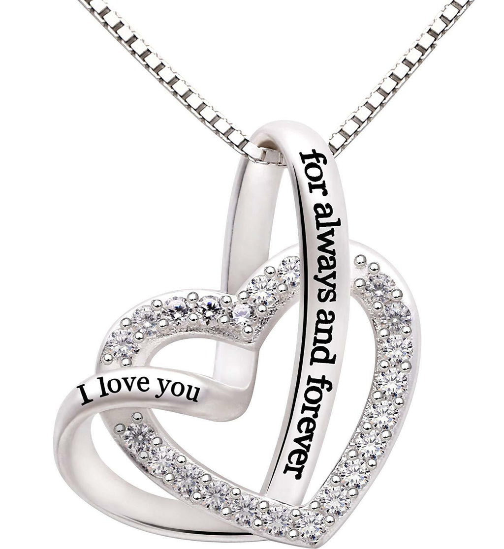 "I Love you Forever and Always" Heart Necklace Embellished with Swarovski Crystals in 18K White Gold Plated, Necklace, Golden NYC Jewelry, Golden NYC Jewelry  jewelryjewelry deals, swarovski crystal jewelry, groupon jewelry,, jewelry for mom,