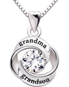 "GRANDMA GRANDSON" Heart Necklace Embellished with Swarovski Crystals in 18K White Gold Plated, Necklace, Golden NYC Jewelry, Golden NYC Jewelry  jewelryjewelry deals, swarovski crystal jewelry, groupon jewelry,, jewelry for mom,