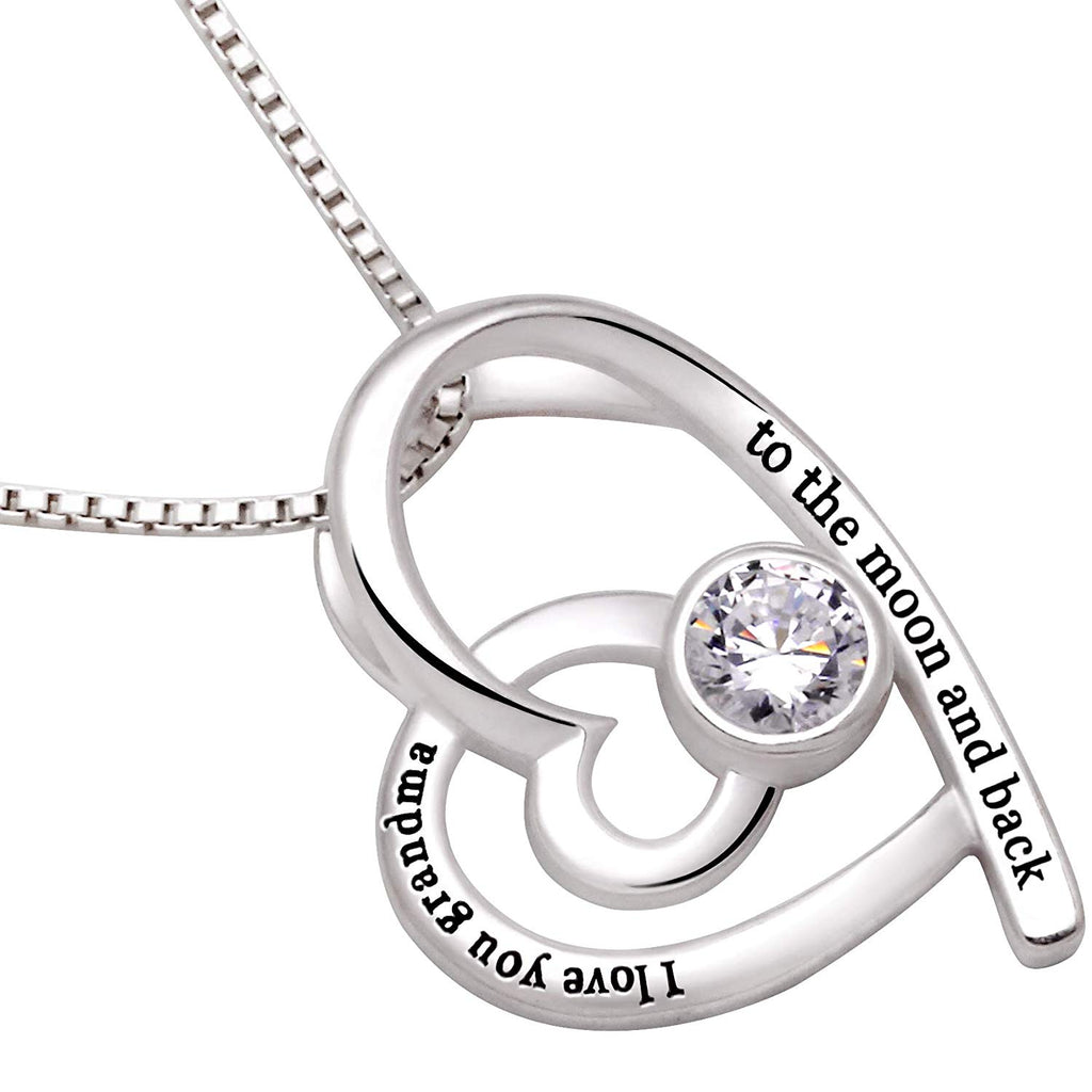 "I Love you Grandma to the moon and back" Heart Necklace Embellished with Swarovski Crystals in 18K White Gold Plated, Necklace, Golden NYC Jewelry, Golden NYC Jewelry  jewelryjewelry deals, swarovski crystal jewelry, groupon jewelry,, jewelry for mom,