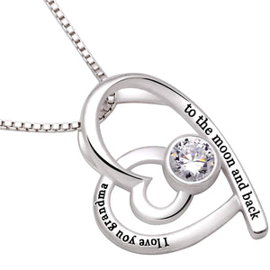 "I Love you Grandma to the moon and back" Heart Necklace Embellished with Swarovski Crystals in 18K White Gold Plated, Necklace, Golden NYC Jewelry, Golden NYC Jewelry  jewelryjewelry deals, swarovski crystal jewelry, groupon jewelry,, jewelry for mom,
