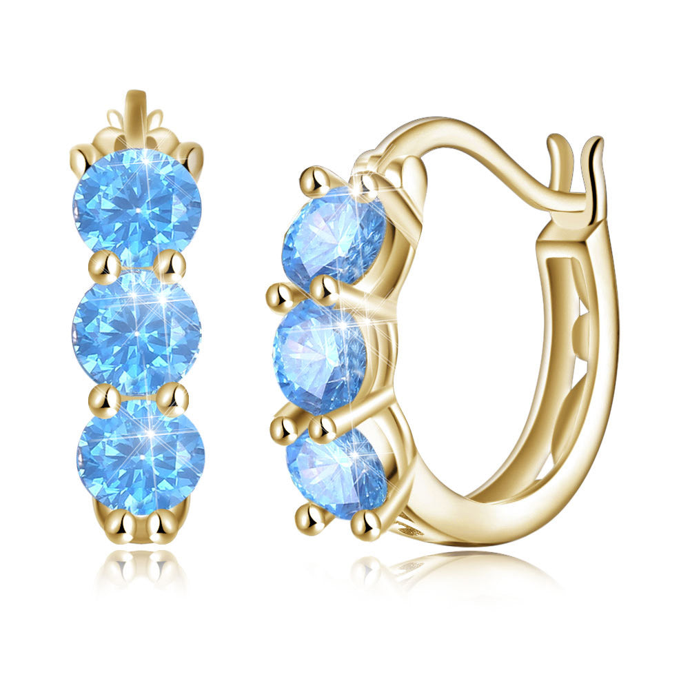 Sterling Silver Blue Swarovski New York Hoops