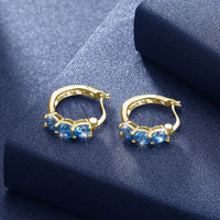 Sterling Silver Blue Swarovski New York Hoops