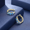 Sterling Silver Blue Swarovski New York Hoops