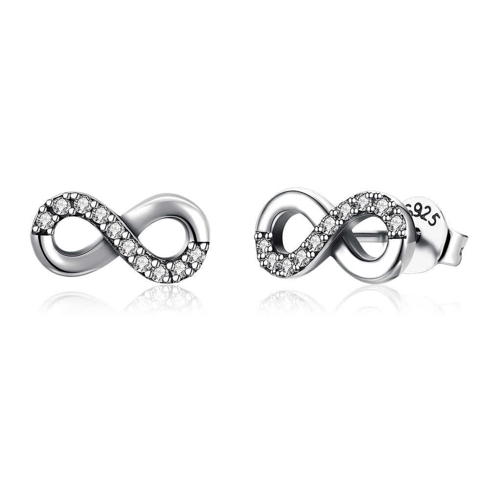 Sterling Silver Swarovski Pave Infinity Studs