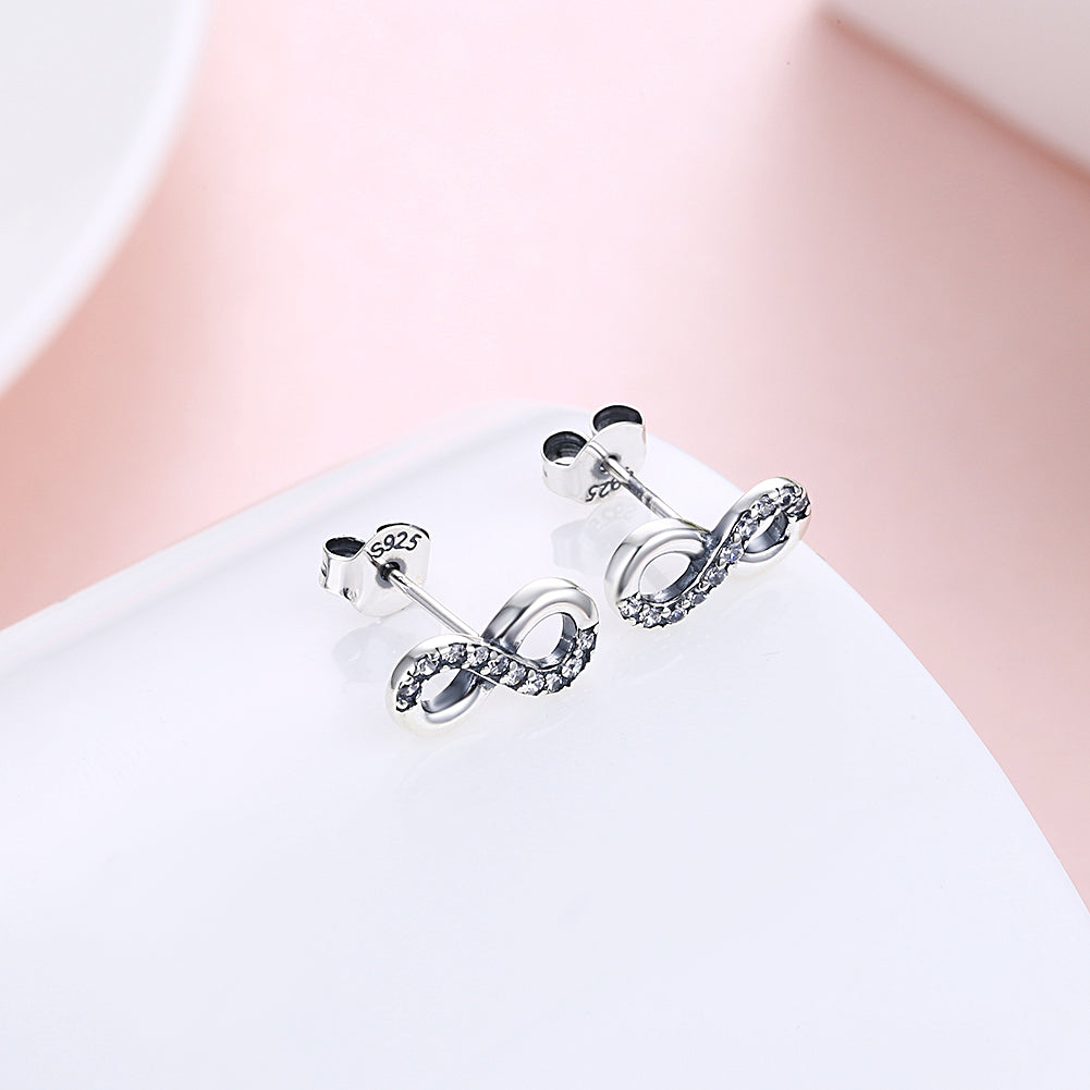 Sterling Silver Swarovski Pave Infinity Studs