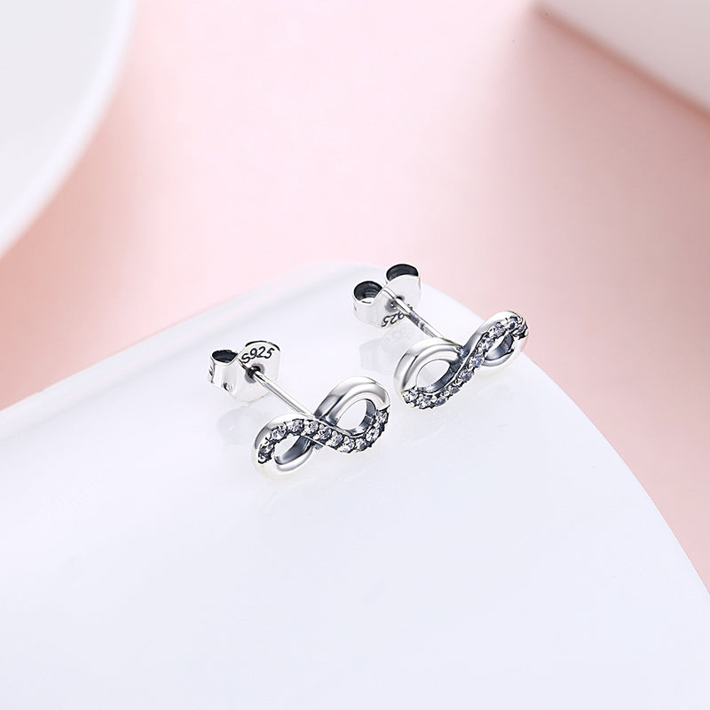 Sterling Silver Swarovski Pave Infinity Studs
