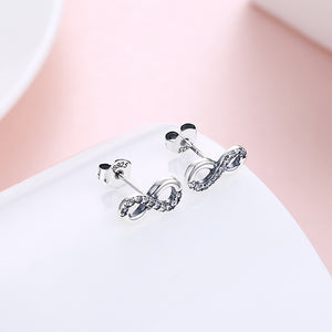 Sterling Silver Austrian Pave Infinity Studs