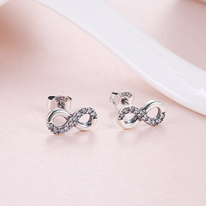 Sterling Silver Austrian Pave Infinity Studs