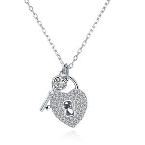 Sterling Silver Key To My Heart Austrian Necklace