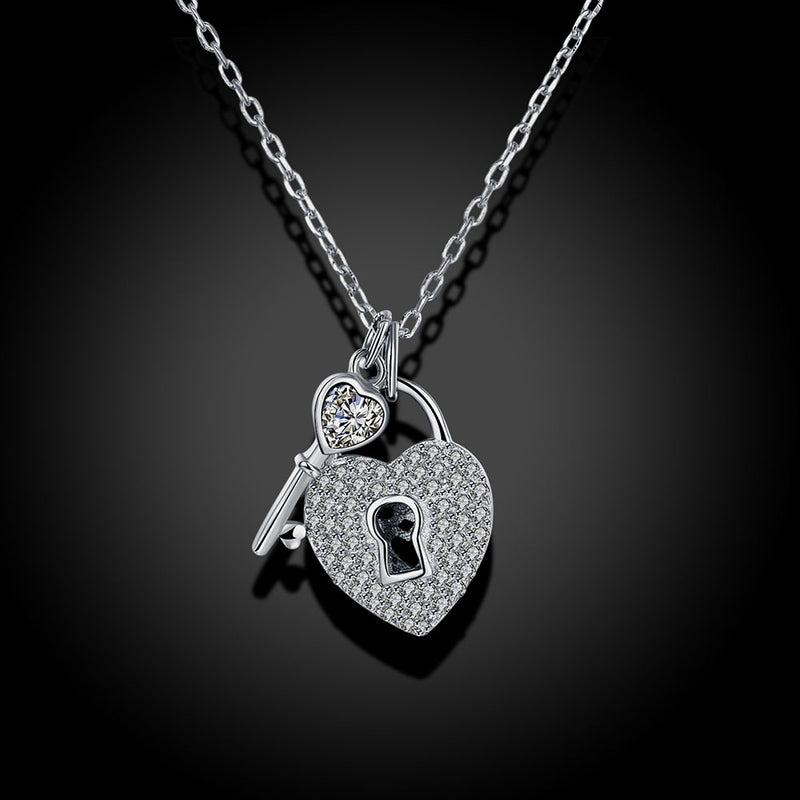 Sterling Silver Key To My Heart Swarovski Necklace