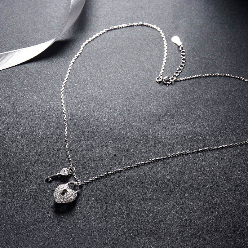 Sterling Silver Key To My Heart Swarovski Necklace