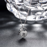 Sterling Silver Key To My Heart Swarovski Necklace