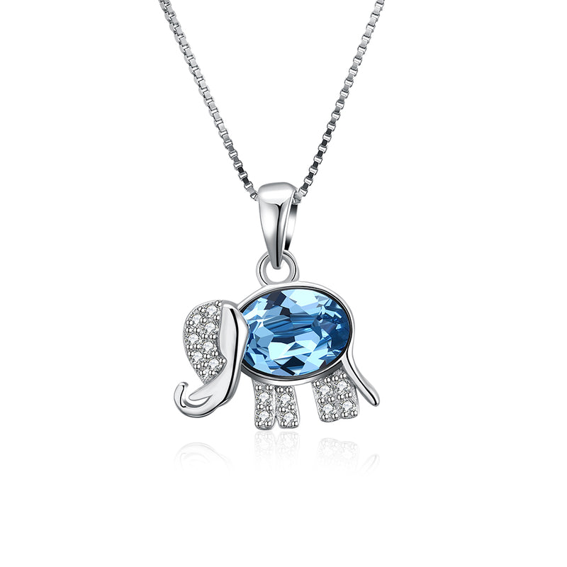 Sterling Silver Blue Austrian Thai Elephant Necklace