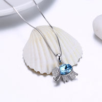 Sterling Silver Blue Swarovski Thai Elephant Necklace