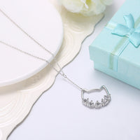 Sterling Silver Swarovski Cat Pendant Necklace - Silver