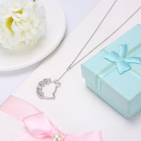 Sterling Silver Swarovski Cat Pendant Necklace - Silver