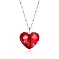Sterling Silver Red Beating Heart Swarovski Crystal Necklace