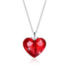 Sterling Silver Red Beating Heart Austrian Crystal Necklace