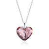 Sterling Silver Pink Beating Heart Austrian Crystal Necklace