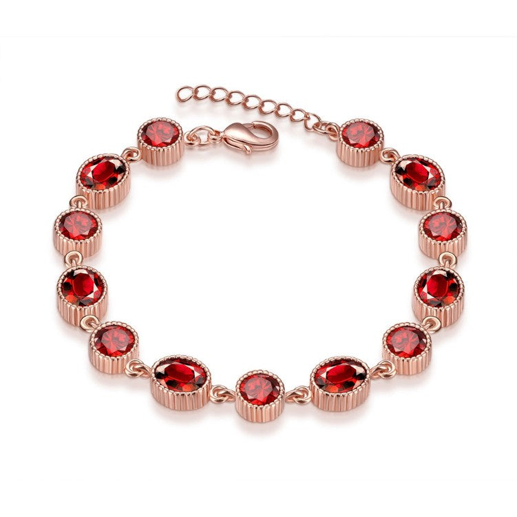 Stimulated Ruby Stones Bracelet in 18K Rose Gold Plated