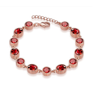 Stimulated Ruby Stones Bracelet in 18K Rose Gold Plated