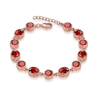 Multi Red Austrian Elements Tennis Bracelet in 14K Rose Gold