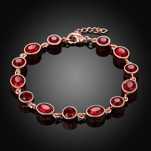 Multi Red Austrian Elements Tennis Bracelet in 14K Rose Gold