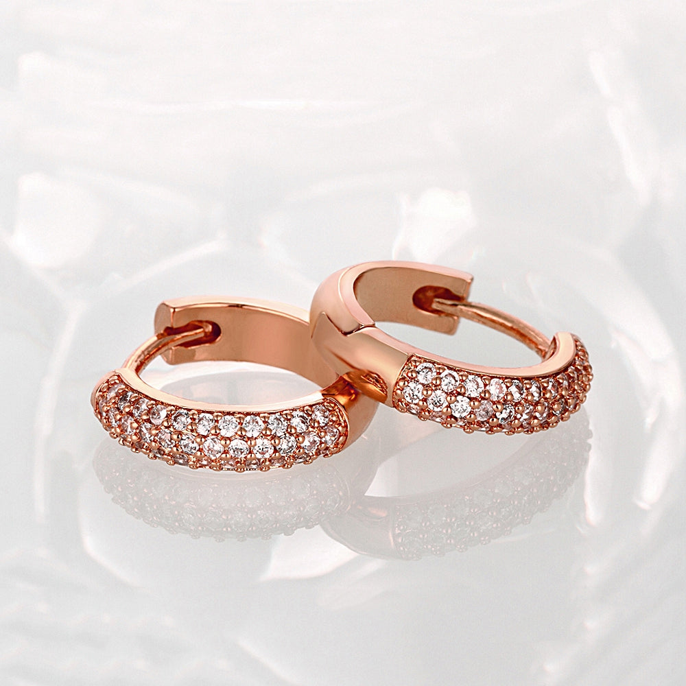 Double Row Huggie Earrings in Rose Gold, Earring, Golden NYC Jewelry, Golden NYC Jewelry  jewelryjewelry deals, swarovski crystal jewelry, groupon jewelry,, jewelry for mom, 