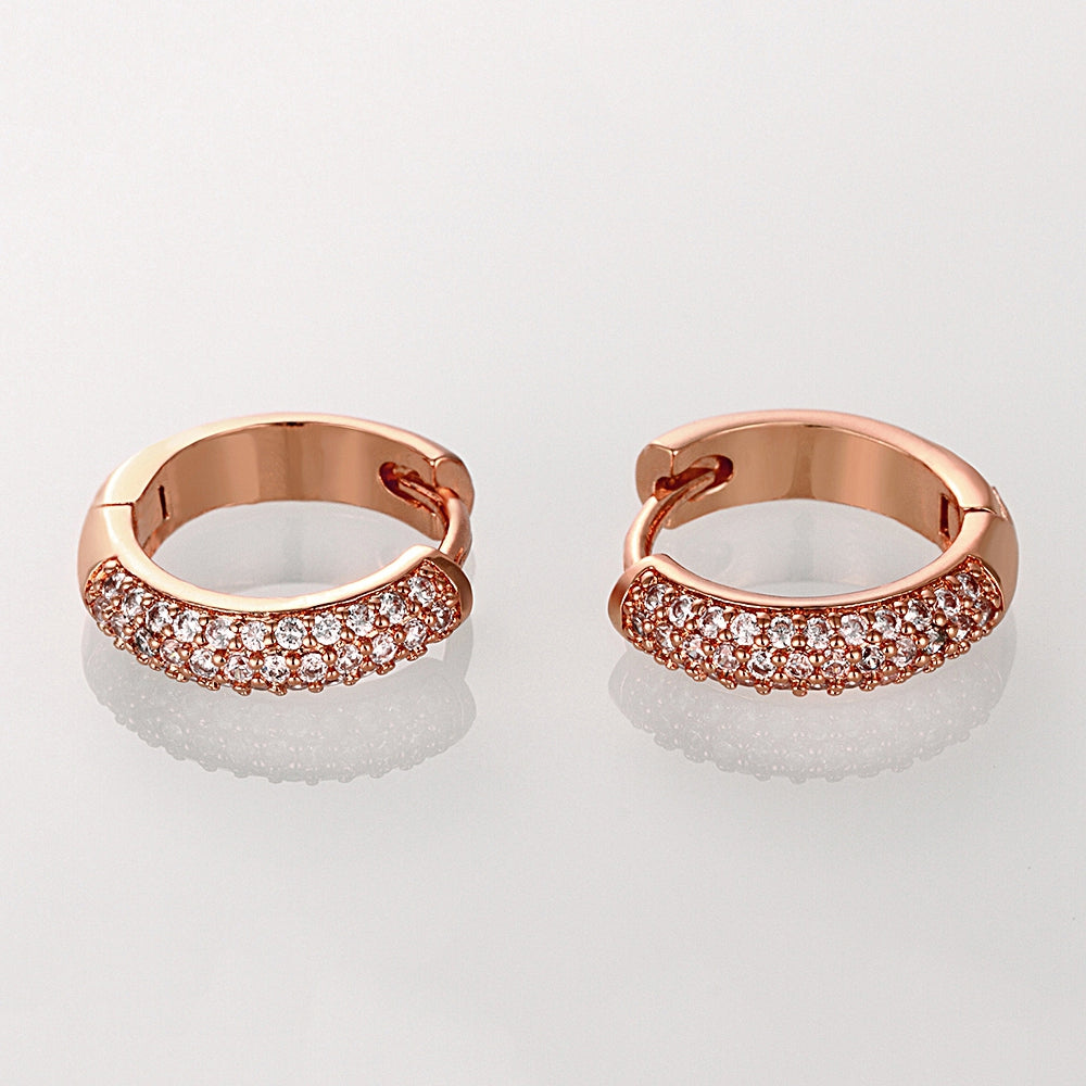 Double Row Huggie Earrings in Rose Gold, Earring, Golden NYC Jewelry, Golden NYC Jewelry jewelryjewelry deals, swarovski crystal jewelry, groupon jewelry,, jewelry for mom, 