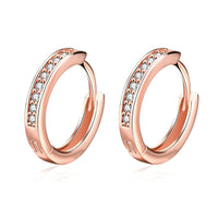Single Row Huggie Earrings in Rose Gold - Golden NYC Jewelry Pandora Jewelry goldennycjewelry.com wholesale jewelry