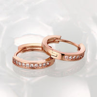 Single Row Huggie Earrings in Rose Gold - Golden NYC Jewelry Pandora Jewelry goldennycjewelry.com wholesale jewelry