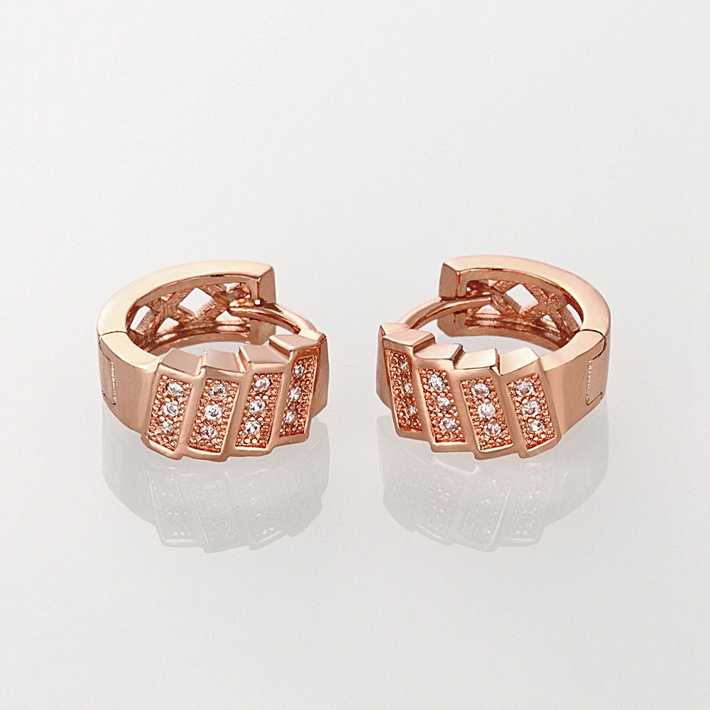 Stacked Huggie Earrings in Rose Gold - Golden NYC Jewelry Pandora Jewelry goldennycjewelry.com wholesale jewelry