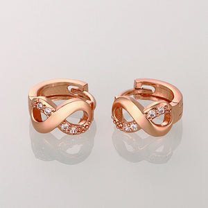 Infinity Huggies in Rose Gold, Earring, Golden NYC Jewelry, Golden NYC Jewelry fashion jewelry, cheap jewelry, jewelry for mom, 