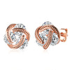 Swarovski Crystal Knot Stud Earrings Set in Rose Gold - Golden NYC Jewelry www.goldennycjewelry.com fashion jewelry for women