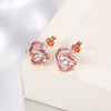 Swarovski Crystal Knot Stud Earrings Set in Rose Gold - Golden NYC Jewelry www.goldennycjewelry.com fashion jewelry for women