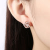 Swarovski Crystal Knot Stud Earrings Set in Rose Gold - Golden NYC Jewelry www.goldennycjewelry.com fashion jewelry for women