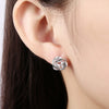 Austrian Crystal Mesh Knot Earrings Set in 18K White Gold - Golden NYC Jewelry