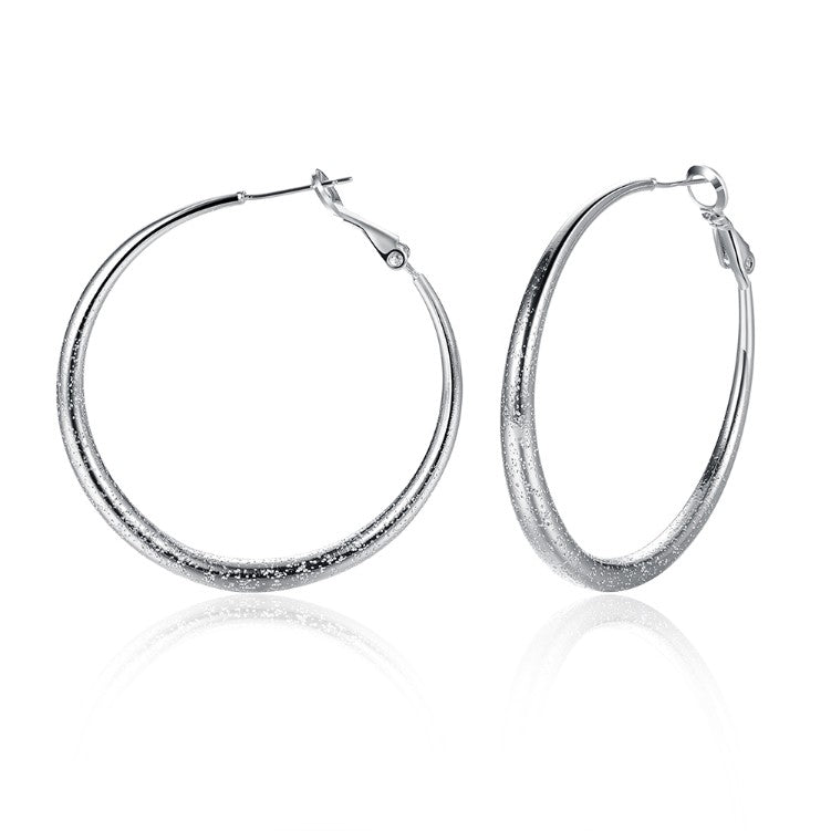 Modern Glitter Layering Hoop Earrings Set in 18K White Gold - Golden NYC Jewelry