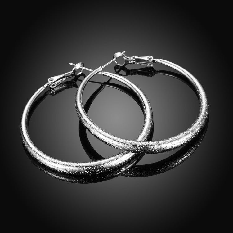 Modern Glitter Layering Hoop Earrings Set in 18K White Gold - Golden NYC Jewelry