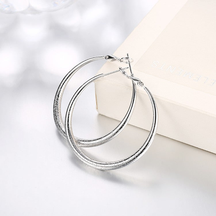 Modern Glitter Layering Hoop Earrings Set in 18K White Gold - Golden NYC Jewelry